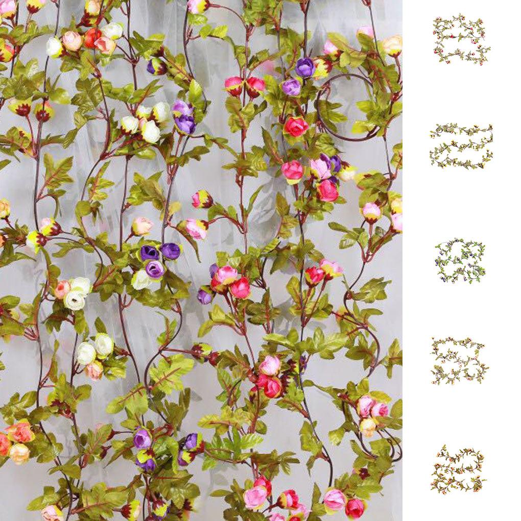 Artificial Rose Vine Garland Plants Foliage Outdoor/Home Trailing Flower