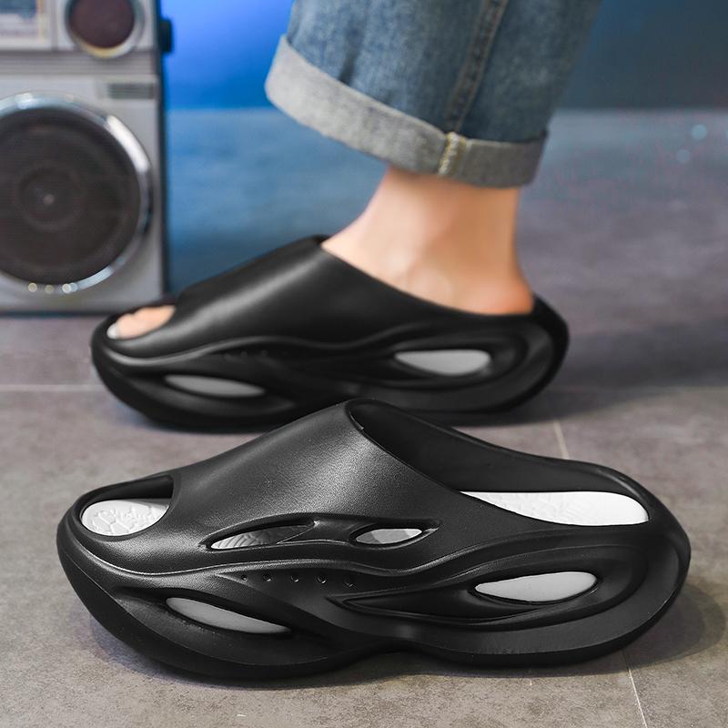 

Lightweight couple slippers Summer non-slip wear resistant men s slippers men s and women s soft soled beach slippers 36-37 чёрный