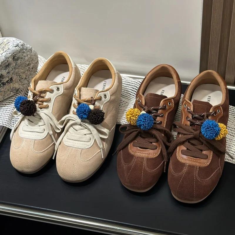 Retro Sportlich Dicke Sohle Atmungsaktiv Höhenvergrößernde Schuhe Vintage Dequn Runde Zehenpartie Niedriger Absatz Bequem Alle Jahreszeiten Damenschuh