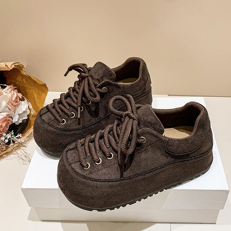 Fashion Flats Women Loafers Shoes Lace Up Suede Designer Sport Shoes 2025 Fashion Casual Woman Sneakers Autumn New Zapatillas De Mujer