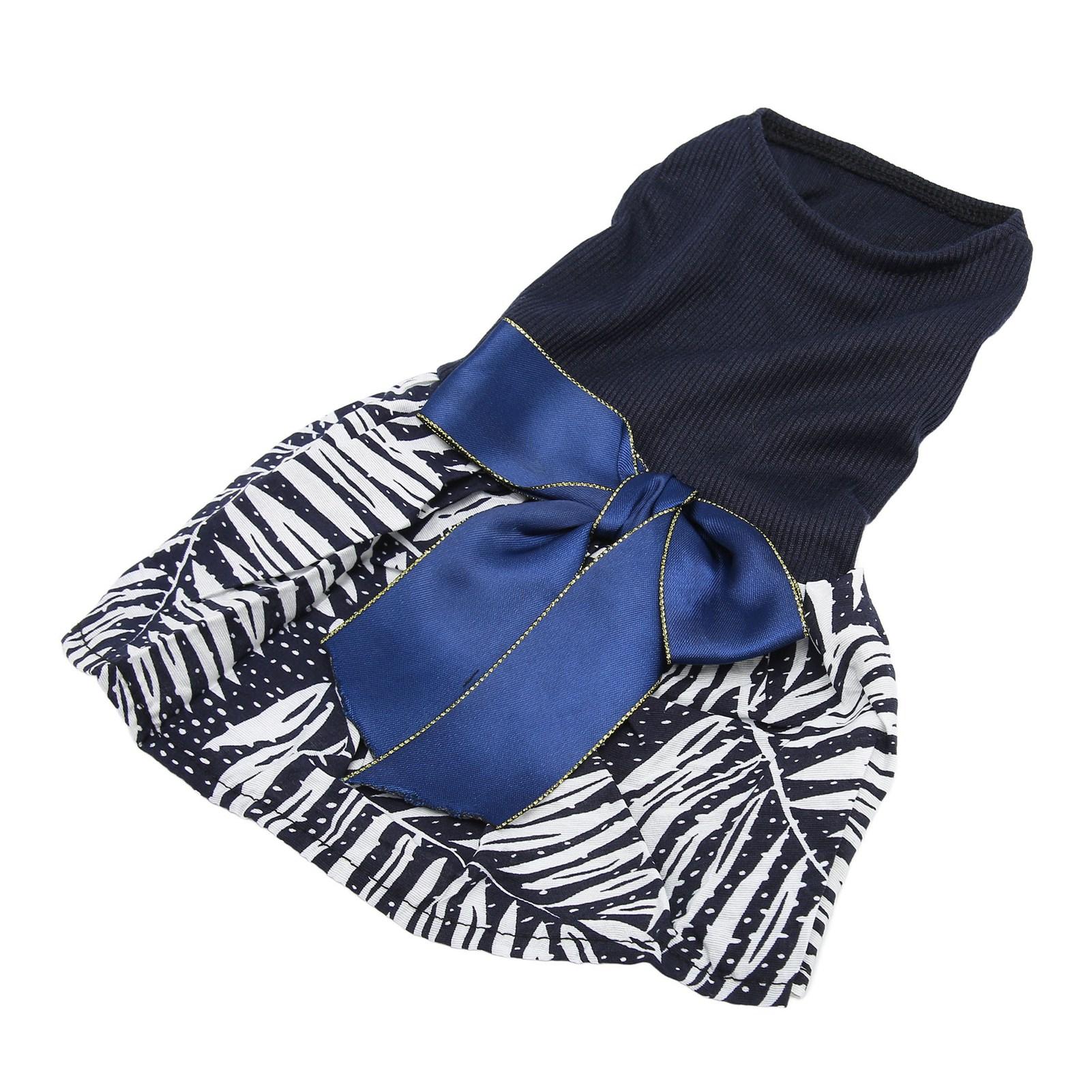 Pet Dog Dress Delicate Pattern Comfortable Doggie Princess Dress Clothes with Bowknot for Small Dogs Cats Spring Summer S