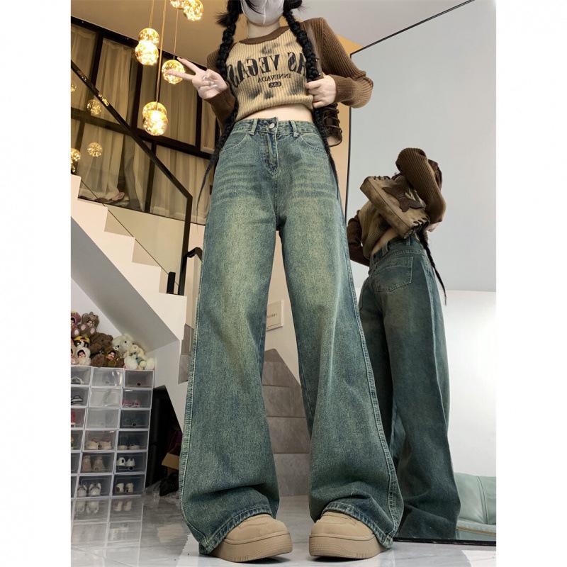 

Women s Plus Size High Waist Retro Washed Wide Leg Jeans M