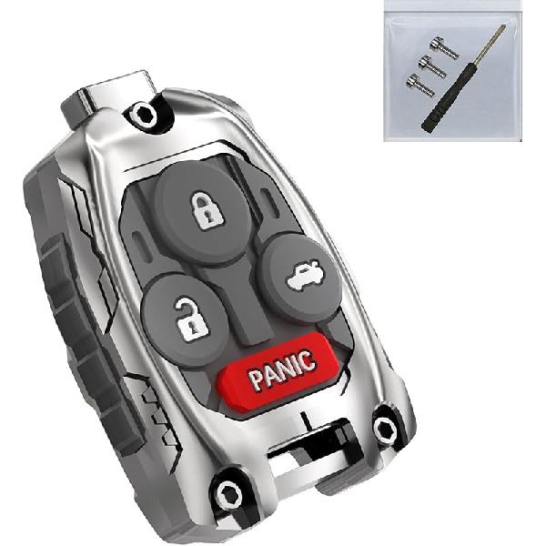 Cutting NOT Required - Upgraded Version Heavy Zinc Alloy Key Fob Shell Case Replacement for Honda Accord Civic EX CR-V Pilot Key Fob Cover (4