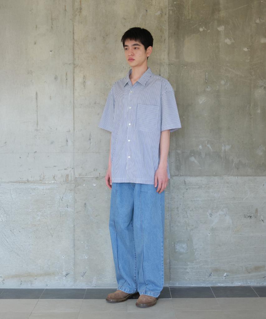 Holliseon Joshua Reverse Stripe Shirt Navy