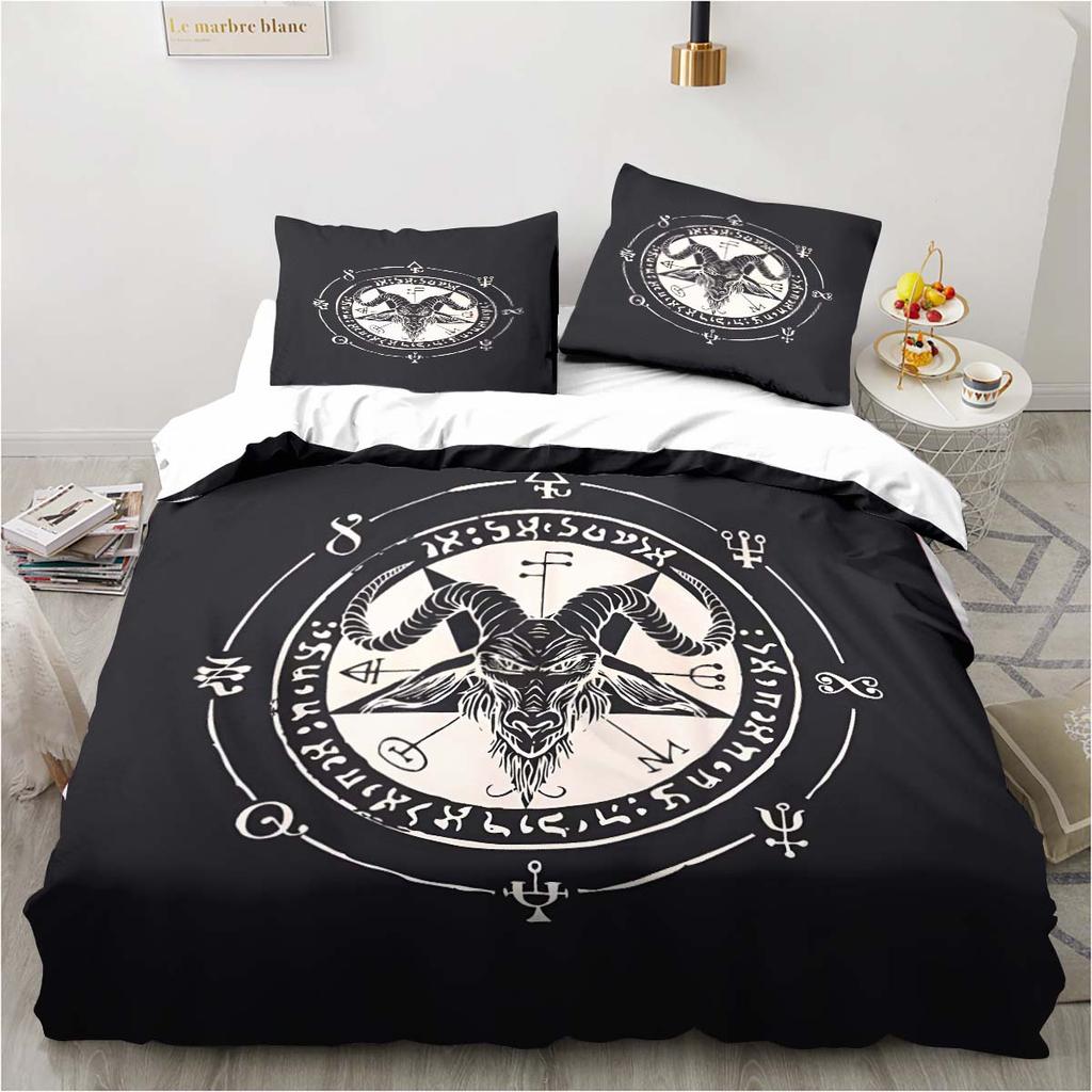 Satanic Bedding Demon Twin Bedding Hell Death Collection 3 Piece Comforter Collection Bed Duvet Cover Double King Cover Home Textile