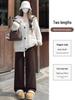 Women's High Waist Brown Velvet Corduroy Pants - Drape Wide Leg, Warm Lambswool Lining