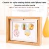 Rotating Picture Frame with Glass Cover Replaceable Exquisite Rustic Vertical/Horizontal Desktop Display Nordic Style Double Sided Photo Frame