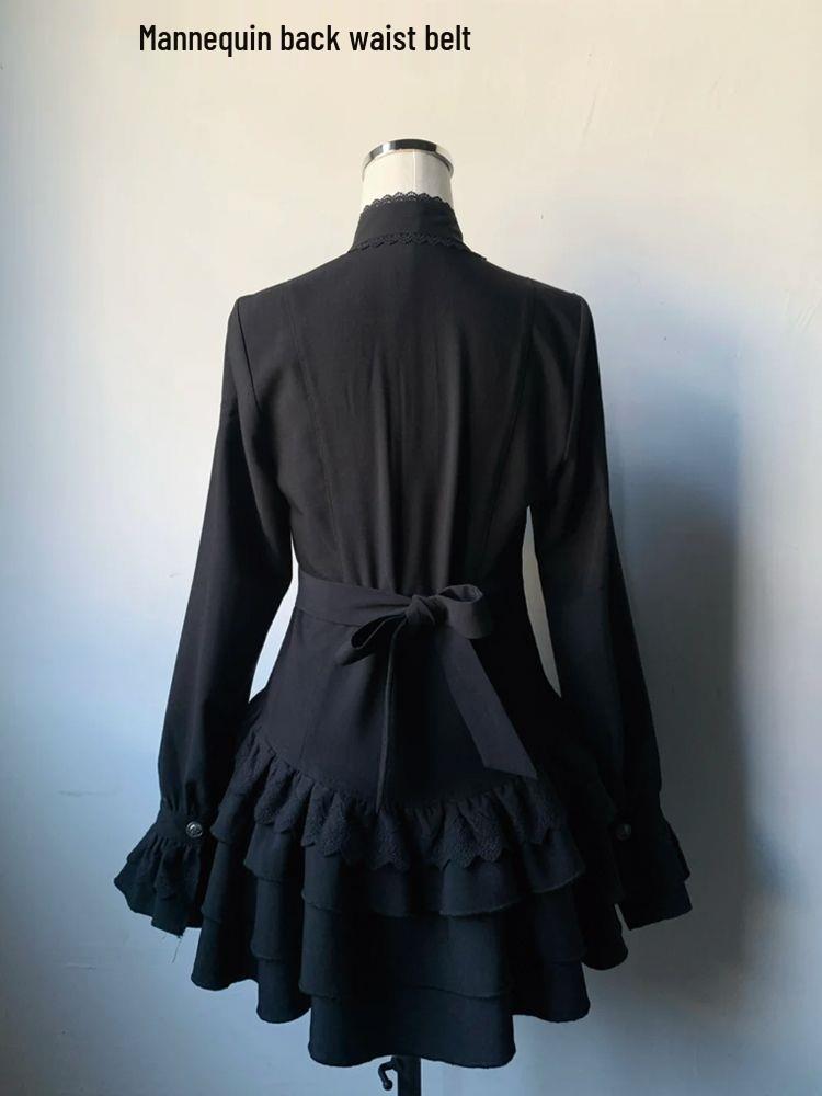 Gothic Lace Waist-Cinching Dress - Slimming & Versatile, Petite Autumn 2025 Style