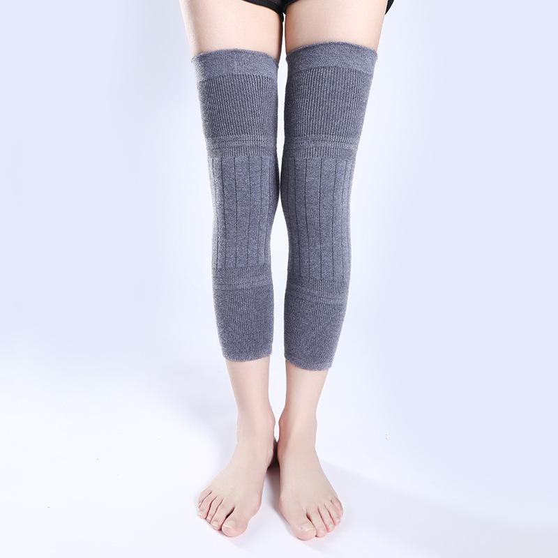 2PCS Winter Warm Wool Cashmere Leg Warmers Sleeves Thick Fleece Lined Knee Pads Brace Support Guard Protector Long Thermal Wraps