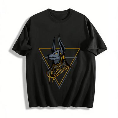 Egyptian Anubis God Themed Print Trendy Casual T-Shirt Pure Cotton T-shirt