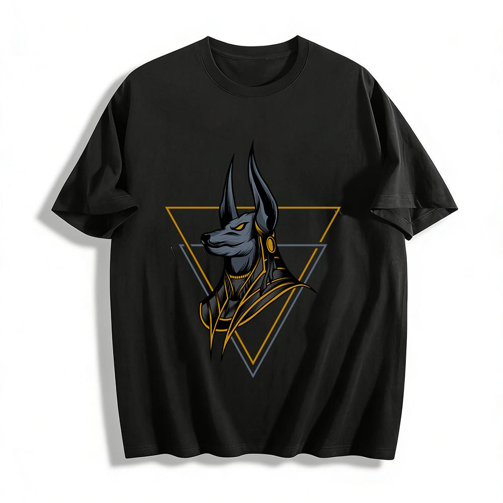 Egyptian Anubis God Themed Print Trendy Casual T-Shirt Pure cotton T-shirt XXS