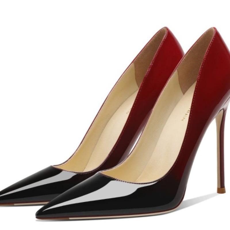 

Модная женская обувь на тонком каблуке, осенняя новинка, с острым носком, с неглубоким вырезом, с градиентным переходом цвета, противоскользящая, износостойкая, на высоком каблуке 40 чёрный