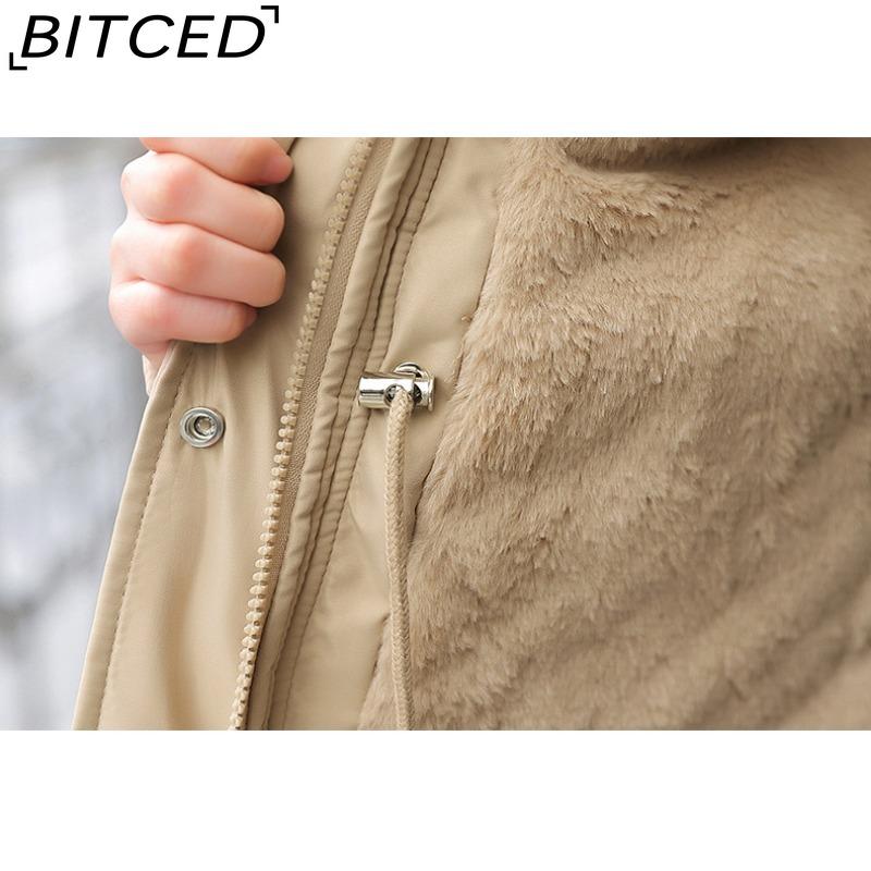 BITCED Women's Winter Slimming Down Jacket with Fashionable Fleece Lining and Thick Fur Trim