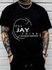 Black Short Sleeve T Shirt With Jay Thing Graphic Print For Casual Wear