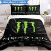 Set Biancheria da Letto 3 Pezzi Monster Drink, Include 1 Copripiumino e 2 Federe Perfetto per Camera da Letto, Dormitorio, Regalo di Natale per Fan