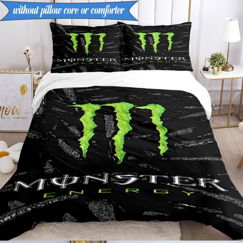 Set Biancheria da Letto 3 Pezzi Monster Drink, Include 1 Copripiumino e 2 Federe Perfetto per Camera da Letto, Dormitorio, Regalo di Natale per Fan