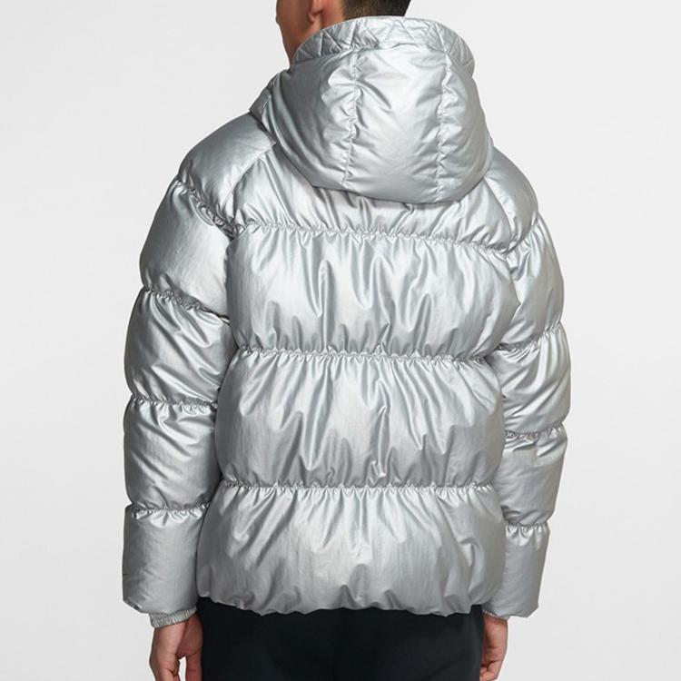 Nike Sportbekleidung Daunenfüllung Kapuzenjacke Wintermantel Herren Oberbekleidung Silber BV4710-096