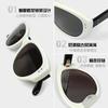 New Wang Jiayi style acetate black and white cat-eye sunglasses Fakme Sunglasses for men and women with UV protection redzons