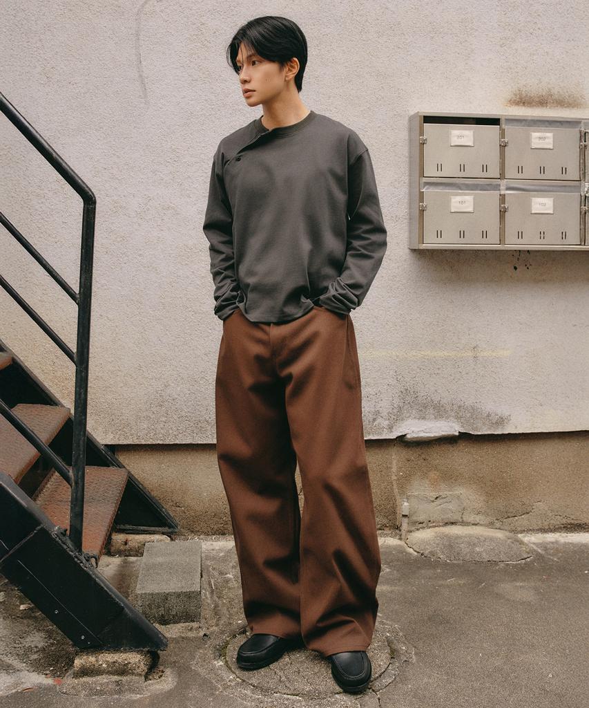 XERO Side Henley Neck Long Sleeve [Charcoal]