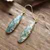 Natural Turquoise Long Water Droplet Earrings, Hook Earrings, European and American Bohemian Popular Accessories