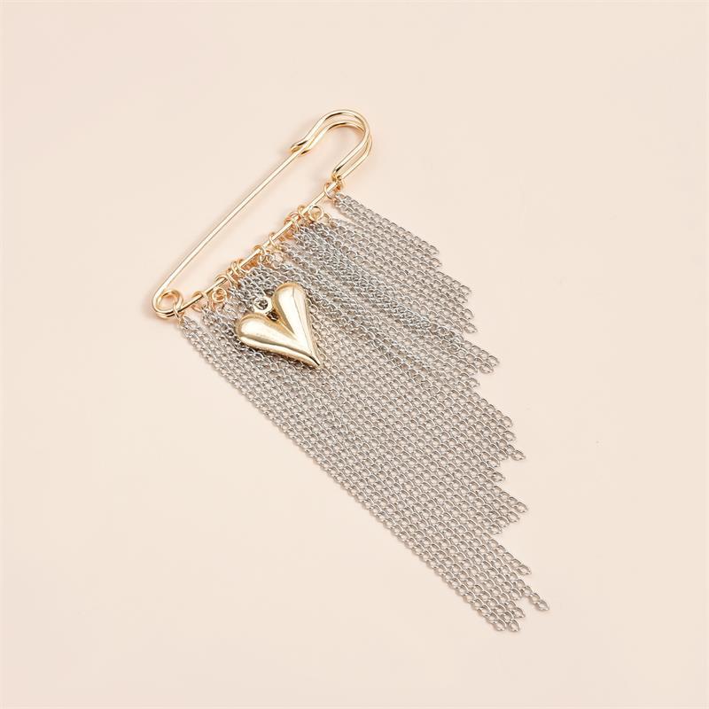 Elegantní brož s řetízkem lásky a střapcem, módní dámská dekorace na oblečení, doplňky, šperk, špendlík, kalhotový pas, nastavovací špendlík, přívěsek na tašku, dárky