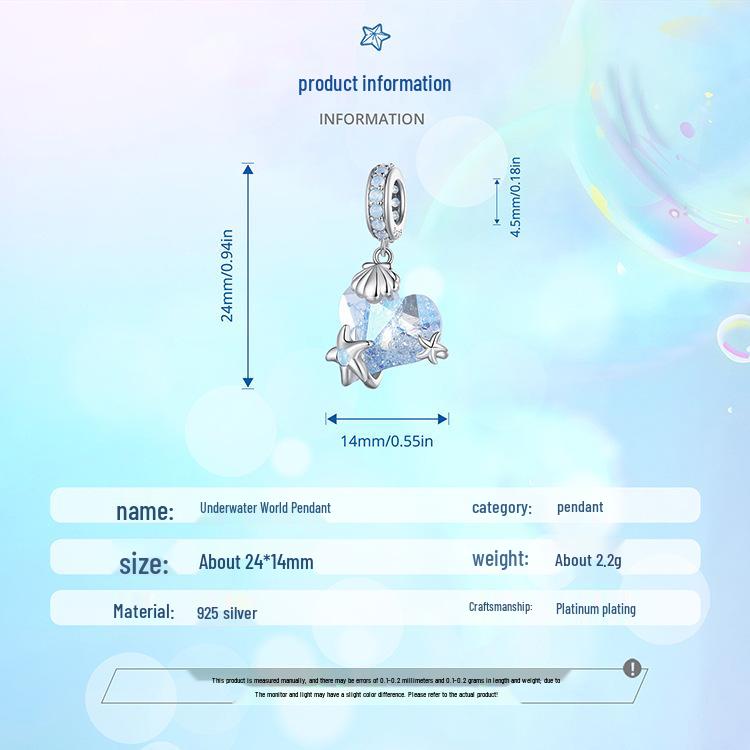 Exquisite Starfish Pendant: S925 Sterling Silver Blue DIY Jewelry Loose Beads