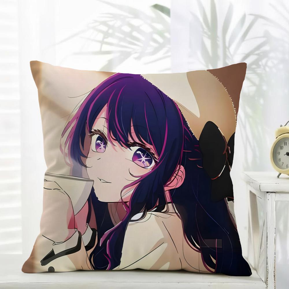 Oshi No Ko Anime Ai Hoshino Movie Sticky Cushion Cover comfort Daily Washable Linen Soft for Sofa Bed Home Room Decor