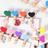 50Pcs Wooden Colored Love Heart Photo Clip Memo Paper Diy Photo Clips Wedding Decoration Postcard Clips Clothespin Home Decor