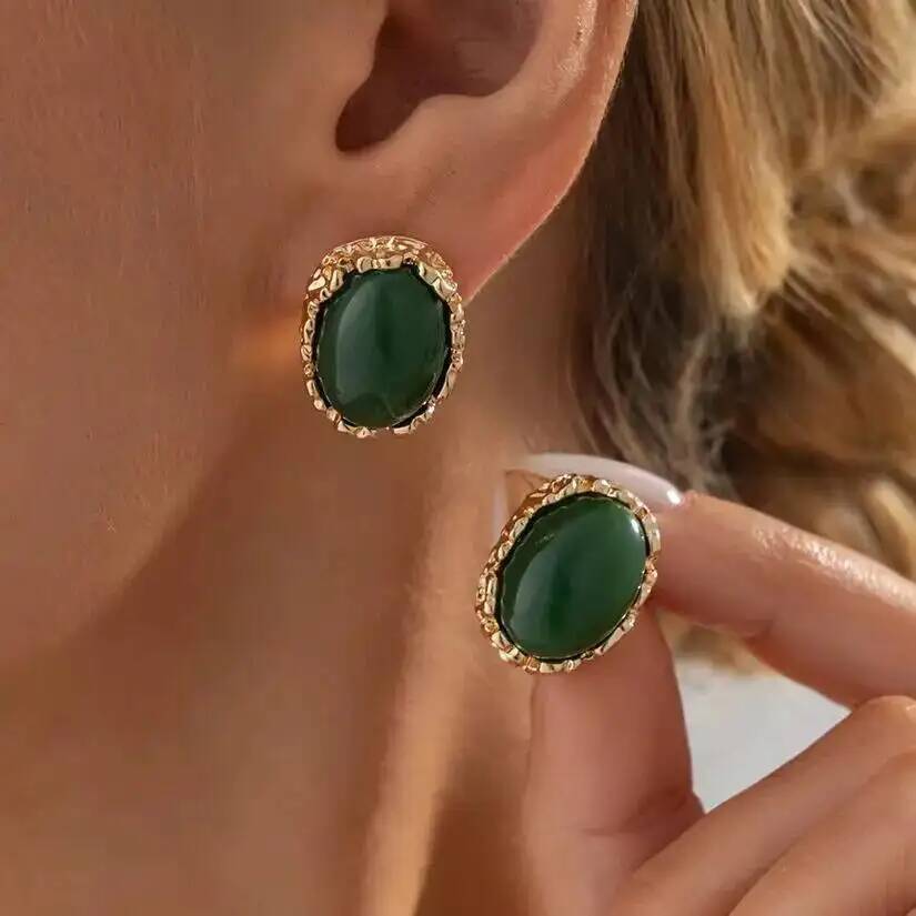 SHIXIN 3 Colors Vintage Irregular Resin Stud Earrings Women Bohemian Temperament Geometric Piercing Earring Daily Party Jewelry