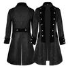 Men Medieval Costume Solid Color Jacquard Jackets Coat Retro Long Uniform