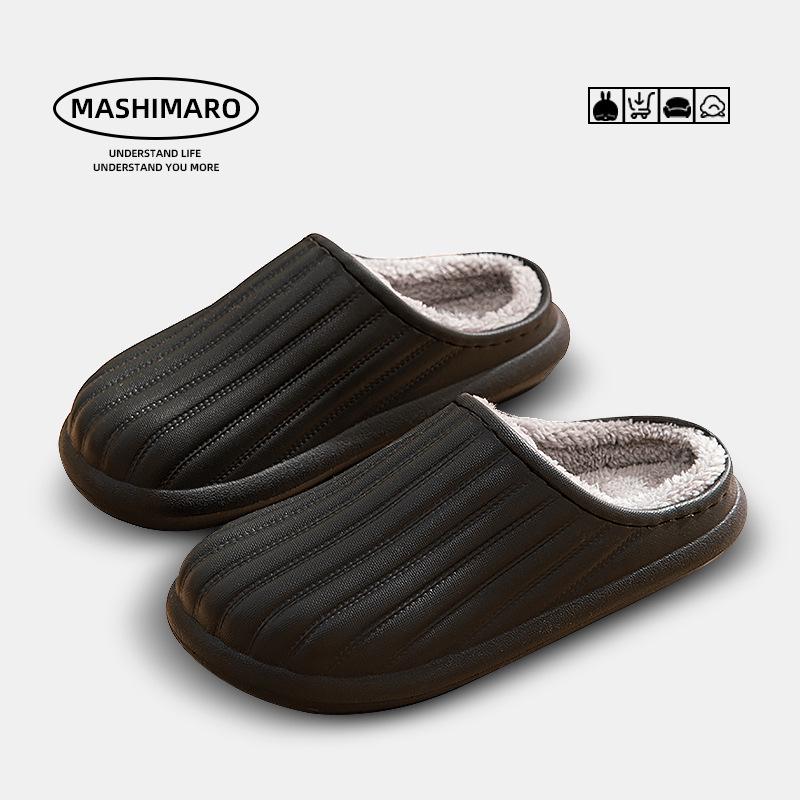 Waterproof Non-Slip Cotton Slippers for Outdoor & Indoor Use, Unisex, Warm for Autumn & Winter.