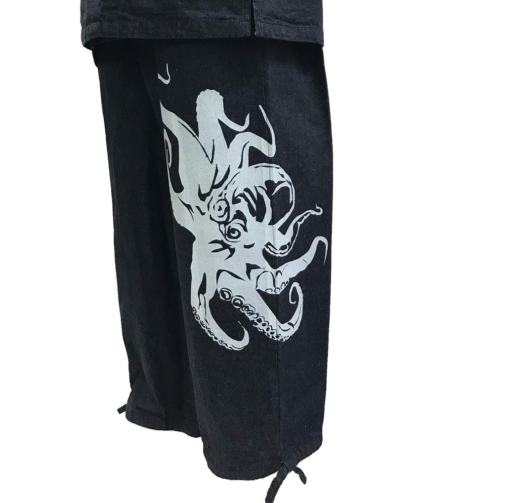 Samue Denim Fabric Sturdy Yet Soft Samue Round Navy Original Patterned Pants Octopus Version [Edoten] (100% Cotton) All-year Men's (LL)