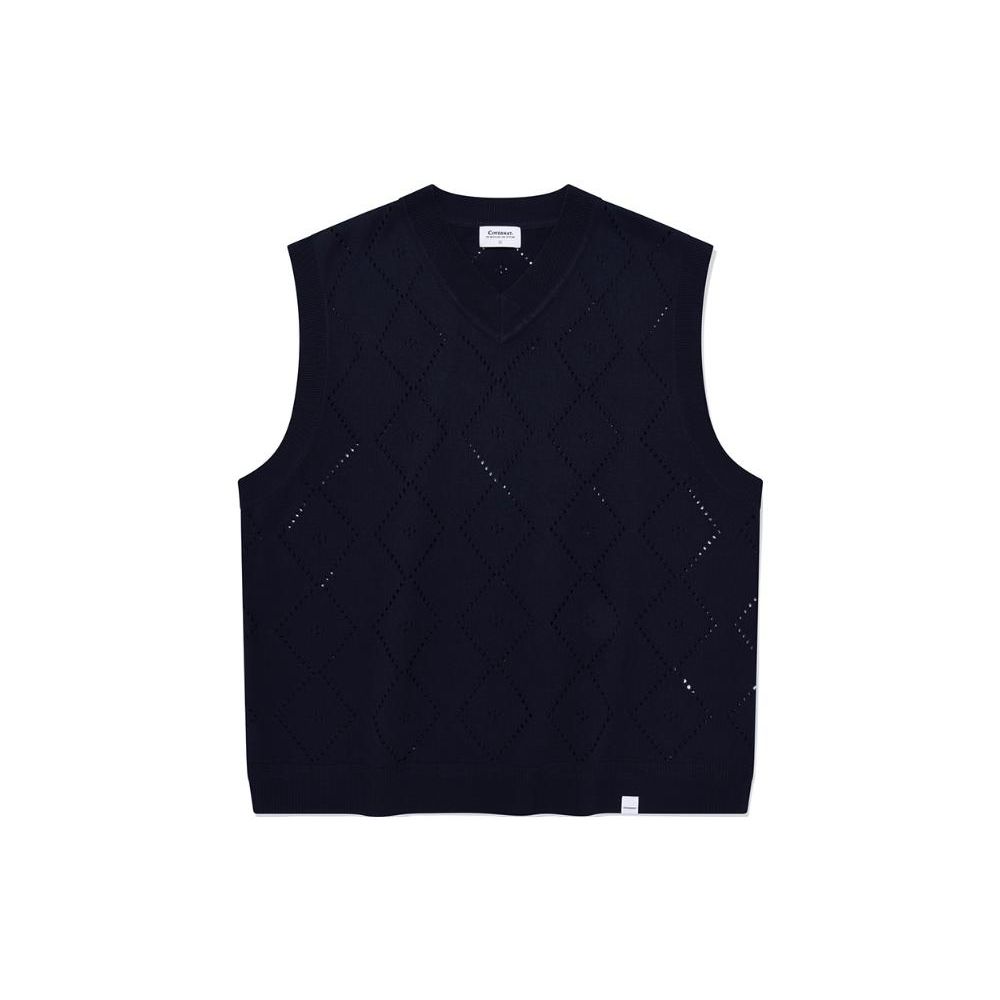 COVERNAT Solid Color Comfortable V-Neck Pullover Straight-Cut Vest Unisex tops Navy-Blue CO2302KT02NA
