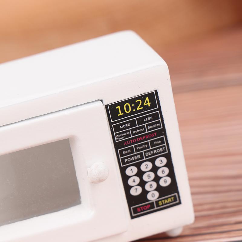 Horno Microondas Miniatura para Casa de Muñecas 1/12 Modelo Accesorio Cocina Hogar Juguetes para Niños