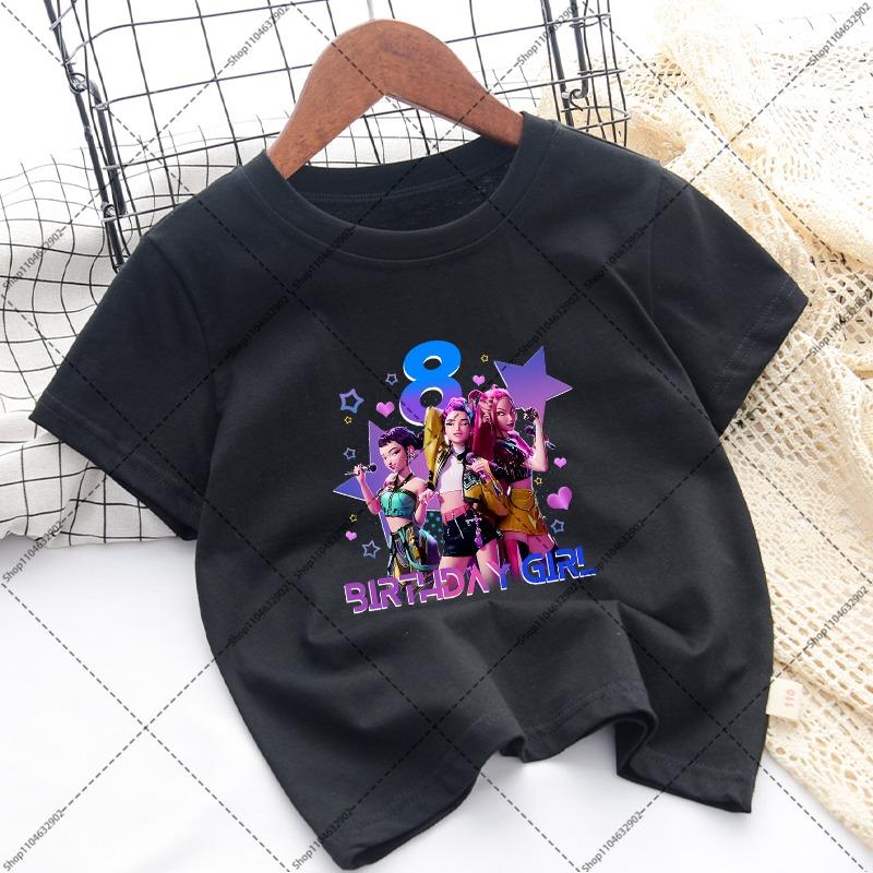 Kpop Demon Hunters Children T-shirts Birthday Party Tee Cotton Short Sleeves Anime Graphic Print T-shirt Boys Girls Fashion Tops