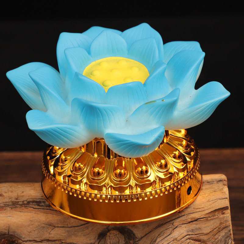 Seven-Color LED Lotus Lamp: Dual-Power Buddha Offering Light with Everlasting Seven Stars Illumination