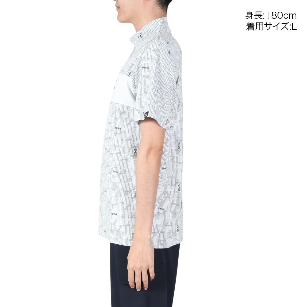 Ping Apparel Men's Short Sleeve High Neck Shirt (AZ Monogram Phoenix Logo) / Golf Undershirt / 621-4167203 030_White LL