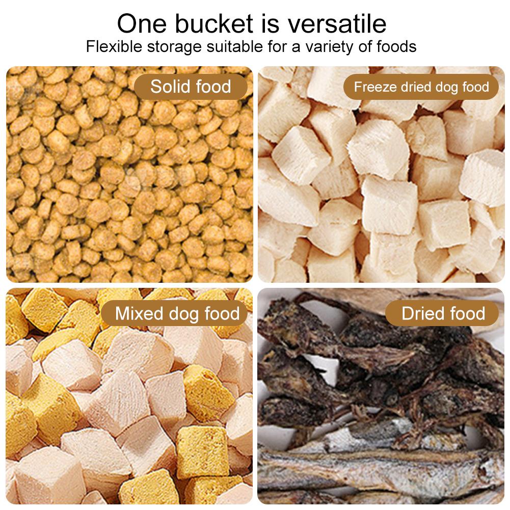 Collapsible Dry Cat Food Box 20-30LB Foldable Cat Food Bucket Large Capacity Flour Multigrain Rice Barrel Box with Lid & Wheels