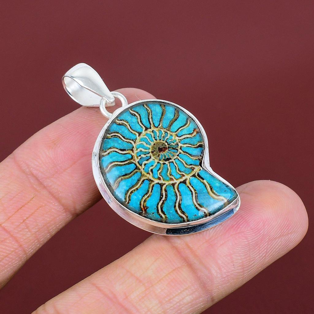 Ammonite opal doublet pendant handmade very pretty gemstone jewelry 925 sterling silver pendant dainty pendant anniversary gifts