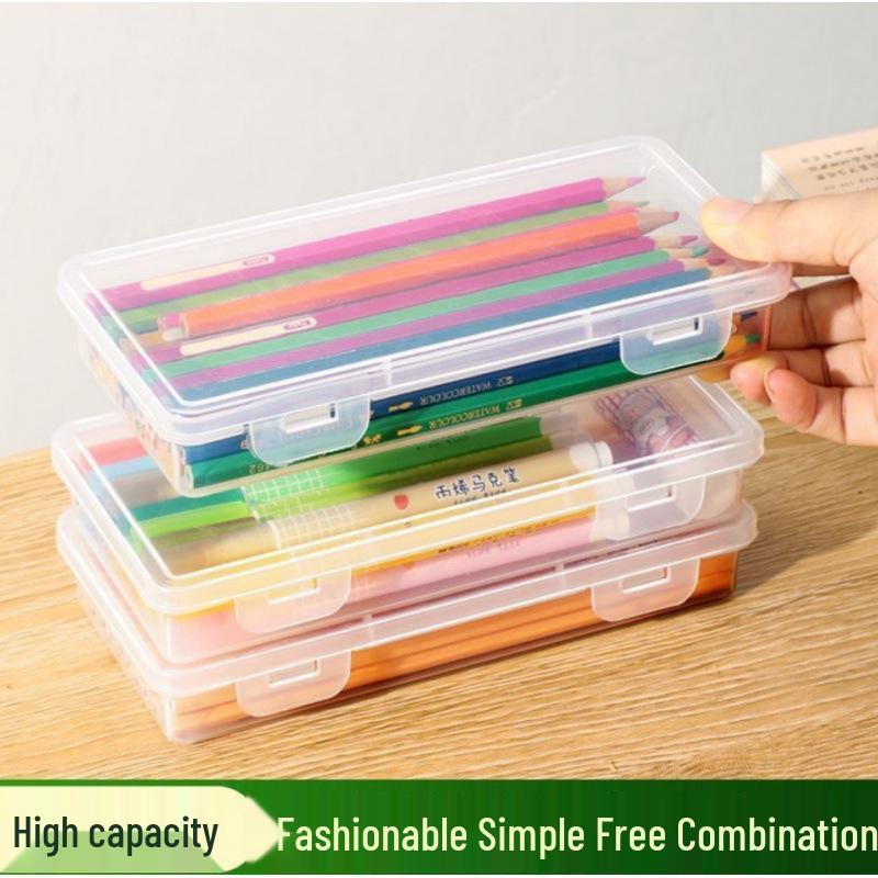 Transparent Large Capacity Stackable Stationery Box for Paintbrushes and Pencils