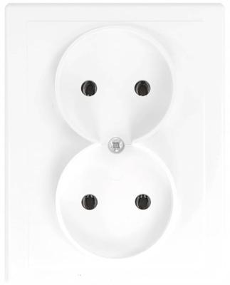 Double Socket Without Grounding IP20 16A 250V Flush-mounted White