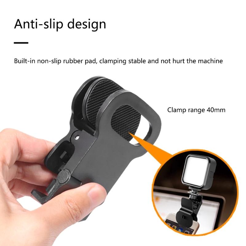Selfie Light Clip Mount Holder with 1/4 Screw Connectors Attachment Clamp Stand for Monitor Camera Screen LCD Display