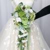 Delicate LimeGreen Rose Display Bouquets Artificial Flower Decorations Bride and Bridesmaids Long Bouquets for Wedding