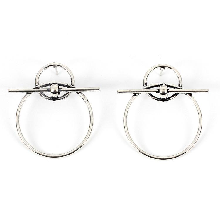 Уличная фотография креативные универсальные серьги OL персональные большие серьги, европейские и американские геометрические круги серьги ins
