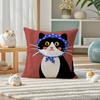 Funny And Silly Cat Pattern Pillow Case Double-Sided Plush Sofa Cushion Covers Organic Breathable Invisible Zipper
