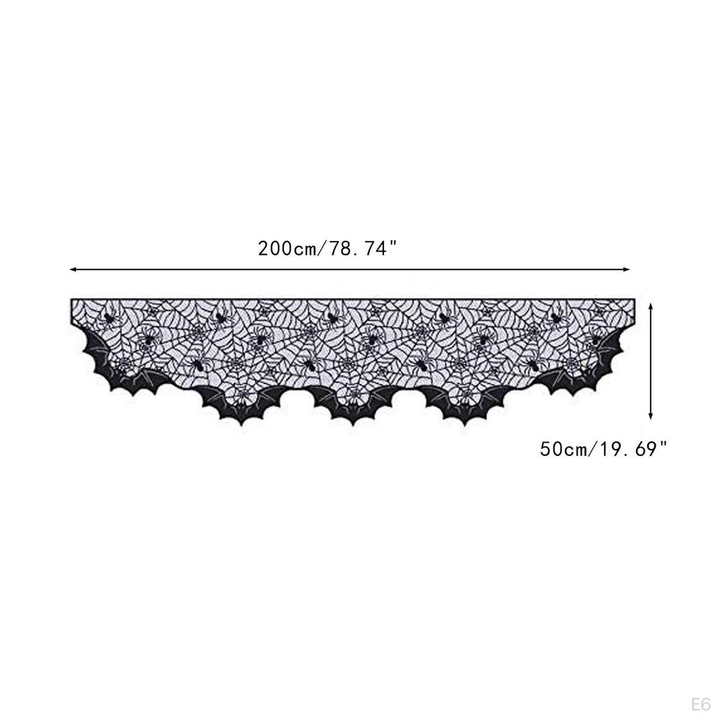 Creepy Halloween Mantel Scarf with Intricate Web Design