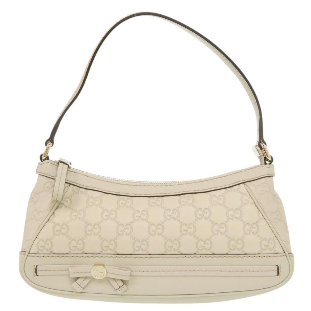 Used AUTHENTIC GUCCI 269893 Guccissima Shoulder Bag White Leather
