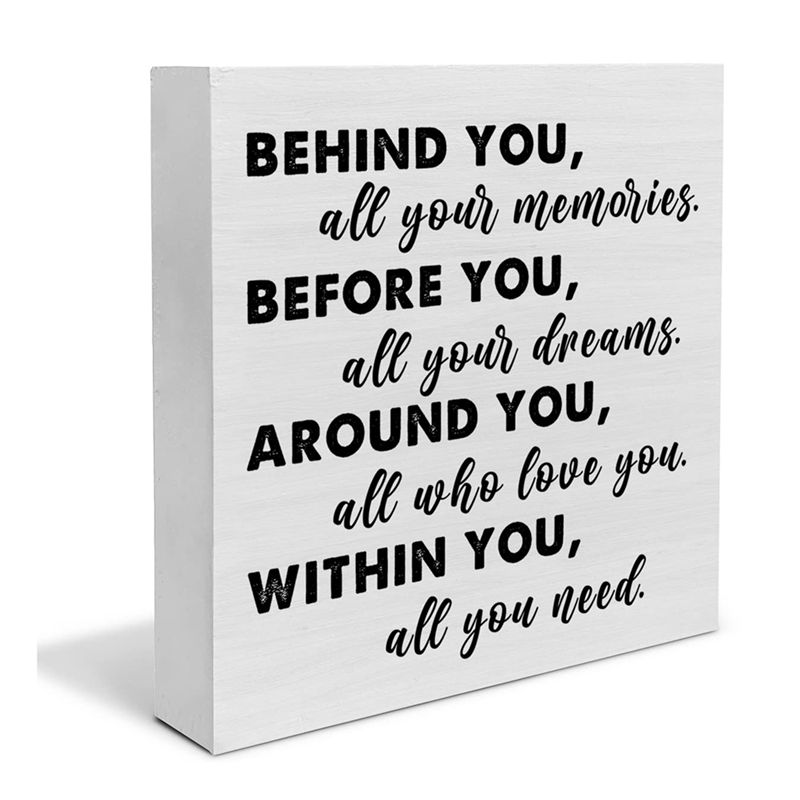 

ABJI-Graduation Gift Wooden Desktop Decoration, Square Wooden Box With Positive Text, Suitable For Furniture белый