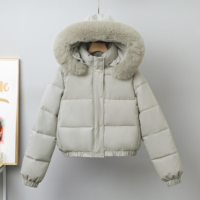 Winter Short Parkas Women's Padded Clothes Add Velvet Thicken Outerwear Fur Collar Removable Hooded Coats Warm Jackets
