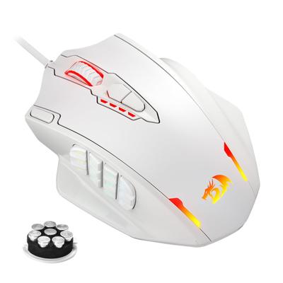 Ratón Gaming MMO Redragon M908 Impact LED RGB con 12 Laterales Hasta DPI Óptico Cableado Ergonómico Alto 18 Macro Programable Cómodo Botones Blancos,